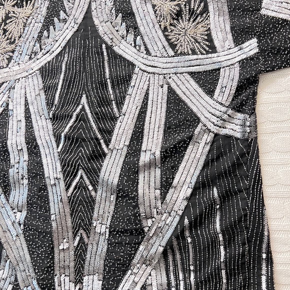 Vintage handmade Silver Beaded Sequined Duster Coat Long Jacket - Picture 16 of 16